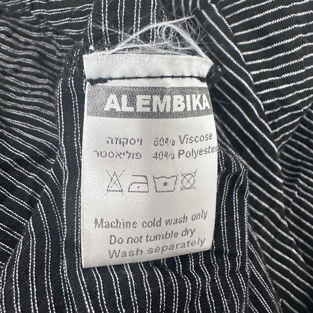 ALEMBIKA Yellow Black white stripe cut out Shoulder Ultra Soft Flowy Artsy small - Picture 8 of 9